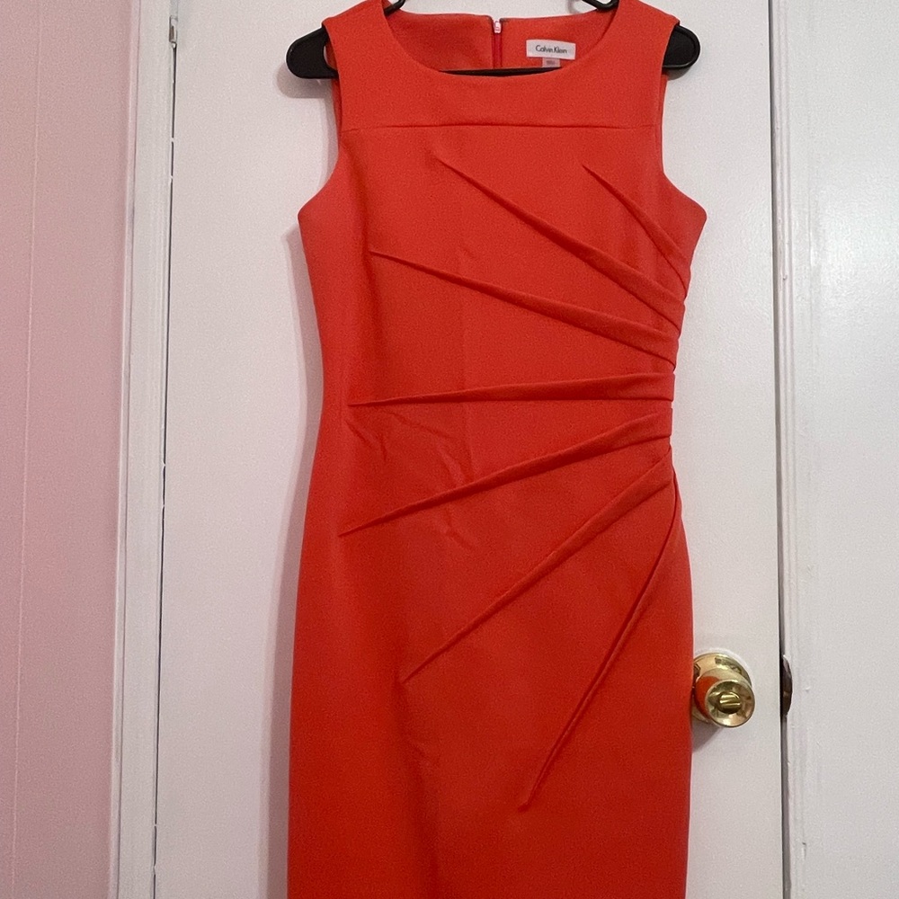 Calvin Klein Coral midi dress…perfect for Summer wedding!